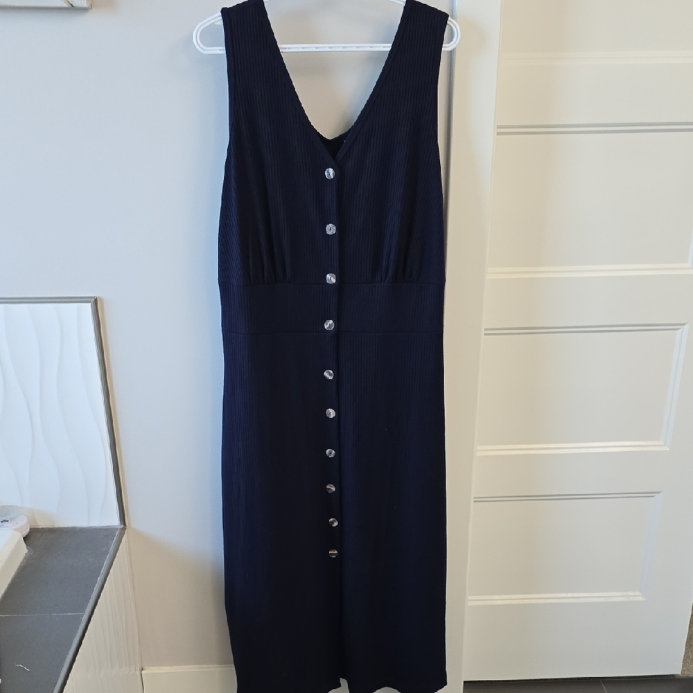 Locally Made Ribbed Navy Blue Sleeveless Dress